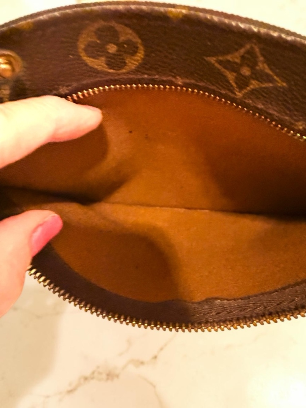 Louis Vuitton Brown Monogram Canvas Neverfull Pouch with Gold Hardware - Picture 4 of 9
